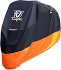 XYZCTEM Motorcycle Cover – All Season Waterproof Outdoor Protection – Precision Fit up to 96.5 Inch Tour Bikes, Choppers and Cruisers – Protect Against Dust, Debris, Rain and Weather(XL,Black& Orange)