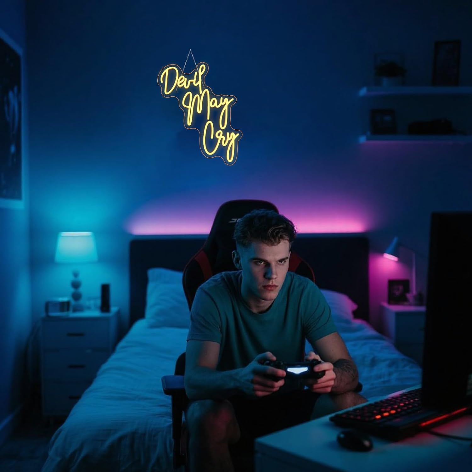 Devil May Cry Neon Sign Devil May Cry for Wall Decor neon Sign Lights USB Gaming Gamer LED Neon Lights for Game Room Home Bar Club Game Room Party Bedroom Man Cave Gifts