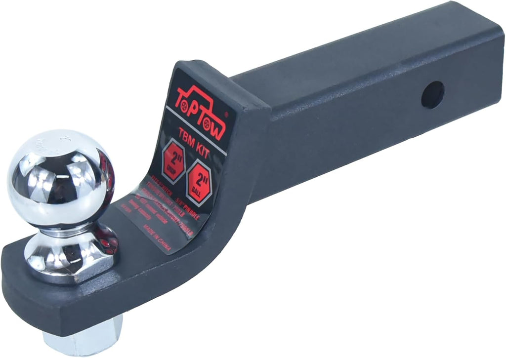 TOPTOW 2" Drop Trailer Hitch Ball Mount Kit with 2" Trailer Ball and 5/8" Hitch Pin, Fits 2" Hitch Receiver, Matte Black