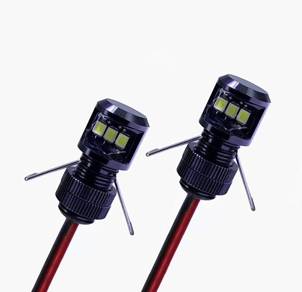 Oznium Side View LED Bolt - 12V LED Side Emitting Light for Bumper, Grille, Cars Interior, Dash, Ambient Lighting, Motorcycle with Aluminum Housing & Screw Nut (11 mm Black, Cool White LED), 2-PACK