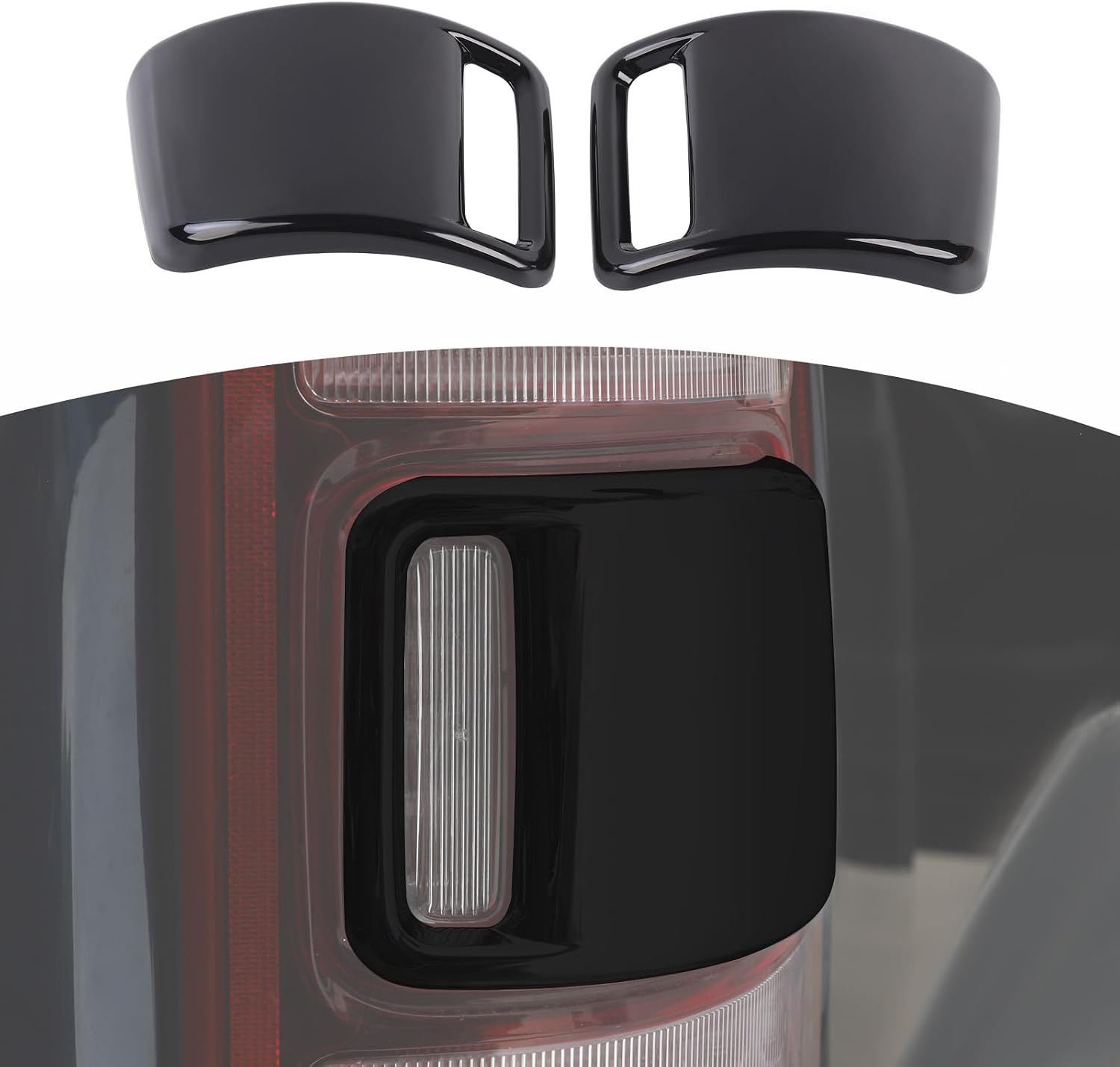 for RAM Tail Lights Cover Trim for RAM 1500 2018-Present Black Exterior Accessories 2pcs