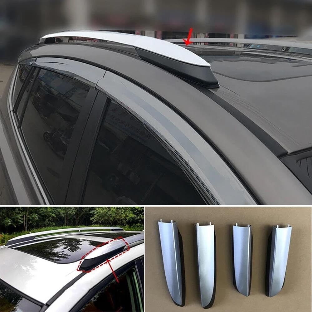 Rooftop Cargo Carrier for Toyota for RAV4 for XA40 2013-2018 4pcs Roof Rack Luggage Bar Rail End Shell Plasitc Protection Cover Cap Silver Roof Racks Boxes
