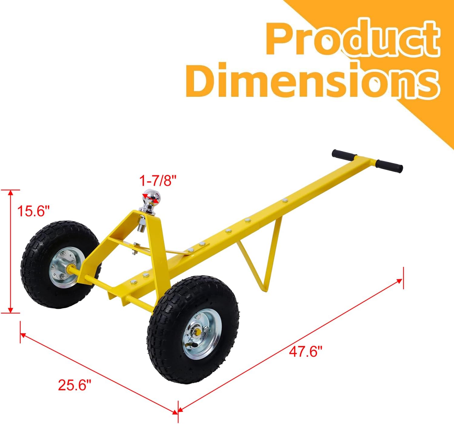 Trailer Dolly with 600 lb Capacity, 10" Pneumatic Tires & 1-7/8" Hitch