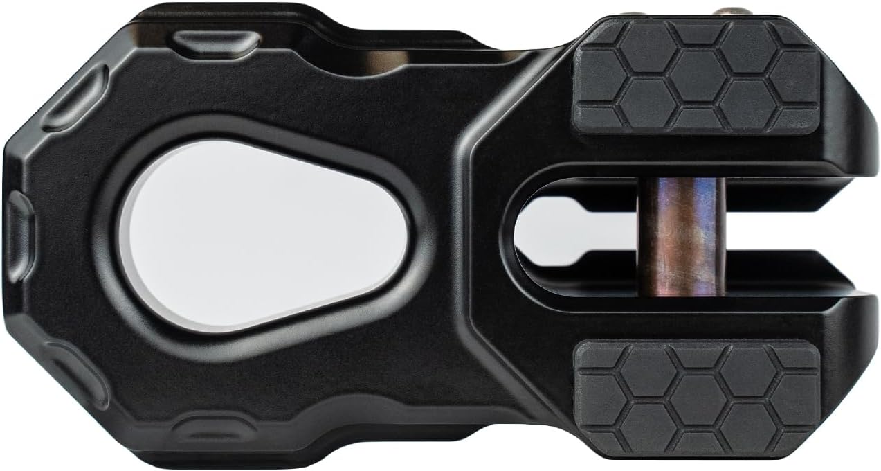 Agency 6 Billet Winch Shackle - Lightweight Aluminum Winch Attachment for Synthetic Line - 19,000 Pound Load Limit - Made in The USA with US Certified Materials - Black