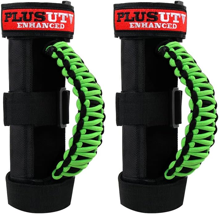 Roll Bar Grab Handles Grips Triple Straps for UTV ATV Polaris Ranger RZR XP900 1000 Honda Pioneer Talon Kawasaki Wildcat Yamaha YXZ Can 1.75 to 2 Inch 2PCS Green
