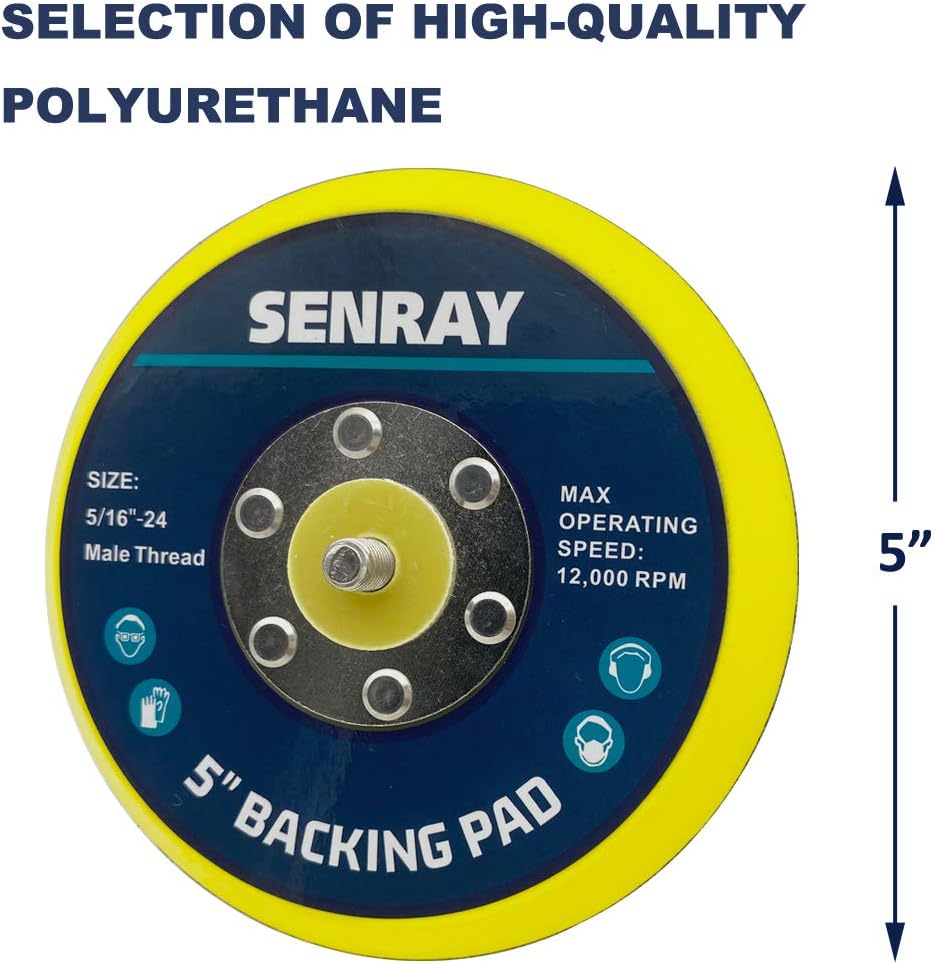 5 Inch Dual-Action Hook & Loop Molded Urethane Flexible Backing Plate for Random Orbital Sander Car Polisher - 2 PCS Set