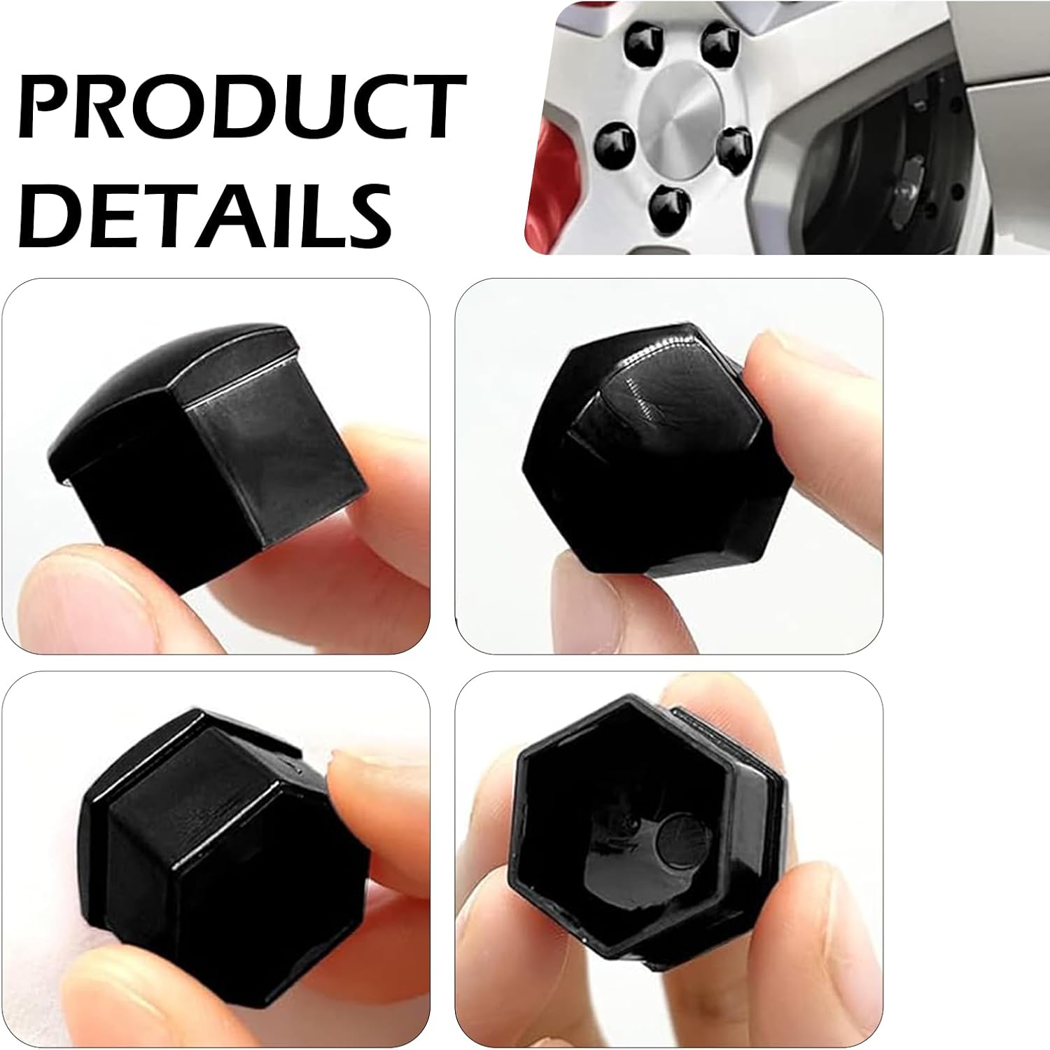 20 PCS Tire Lug Nut Covers, 21MM Hexagonal Wheel Lug Nut Caps with Removal Tool, Dustproof Wheel Center Nut Caps, Suitable for Most Cars (Black #21MM)