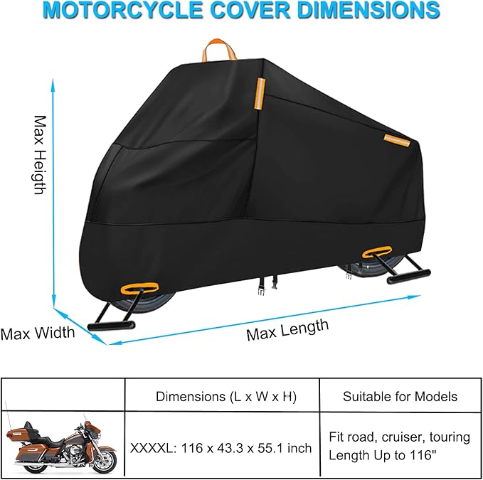 Motorcycle Cover Waterproof Outdoor, 300D Heavy Duty Motorcycle Cover - Image 7