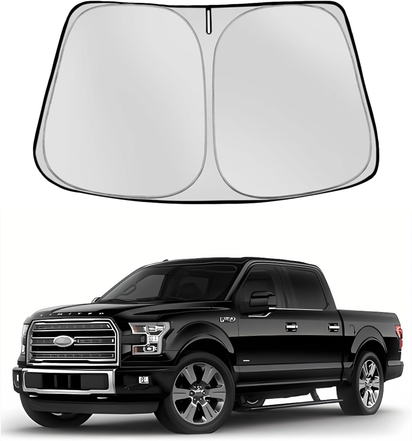 Truck Windshield Sun Shade Compatible with Ford F150 F-150 F250 F350 F450 1996-2024,Transit 2012-2024,Raptor Expedition 1997-2024,Escape 2013-2019 (Ford F150 1996-2026, 61.5 * 30inch)