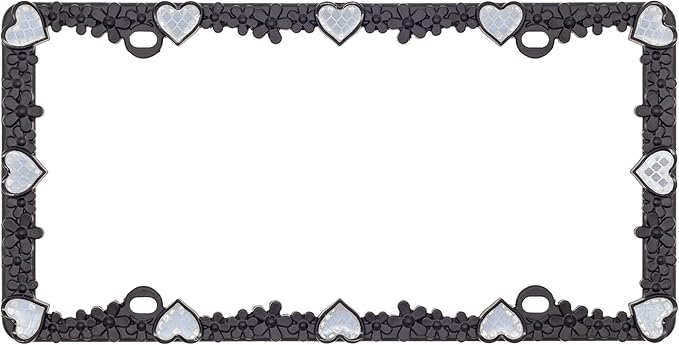 Creathome 3D Daisy Heart License Plate Frame from Pure Zinc Alloy Metal Perfect - Image 3