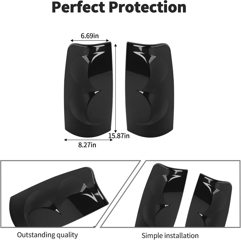 JWWY Tail Light Rear Light Garnish Cover Trim Fit for 2003–2006 Chevrolet Chevy Silverado, Rear Taillight Lens Overlay Exterior Accessories, Smoked Black