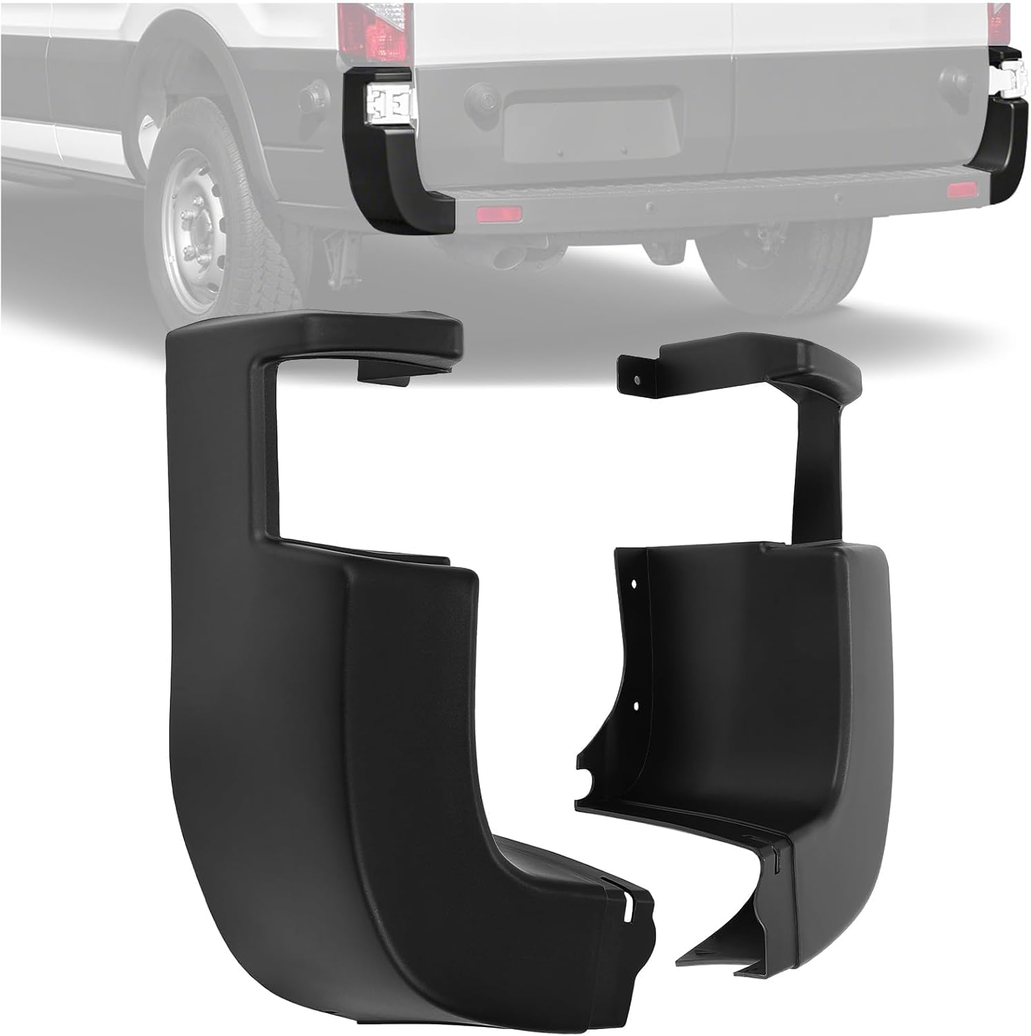 HECASA Rear Bumper Side End Cap Cover Compatible with 2015-2024 Ford Transit 150 250 350 350HD Replacement for CK4Z-17F774-DC CK4Z-17F774-DD FO1104137 FO1105137 Right & Left Side