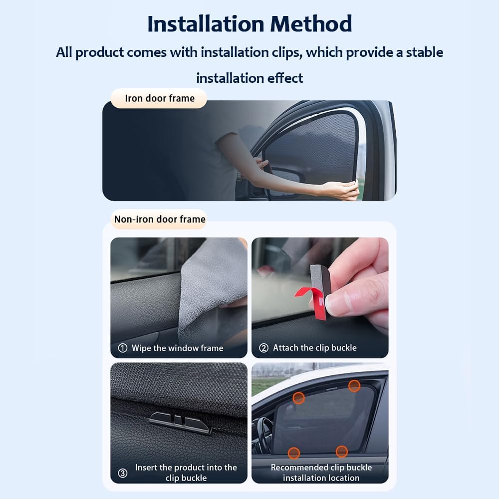 Car Window Shades for VW Passat 2018-, Breathable Mesh Car Shades for Side Windows UV Heat Shield Privacy Glare,7Pcs Wholecar