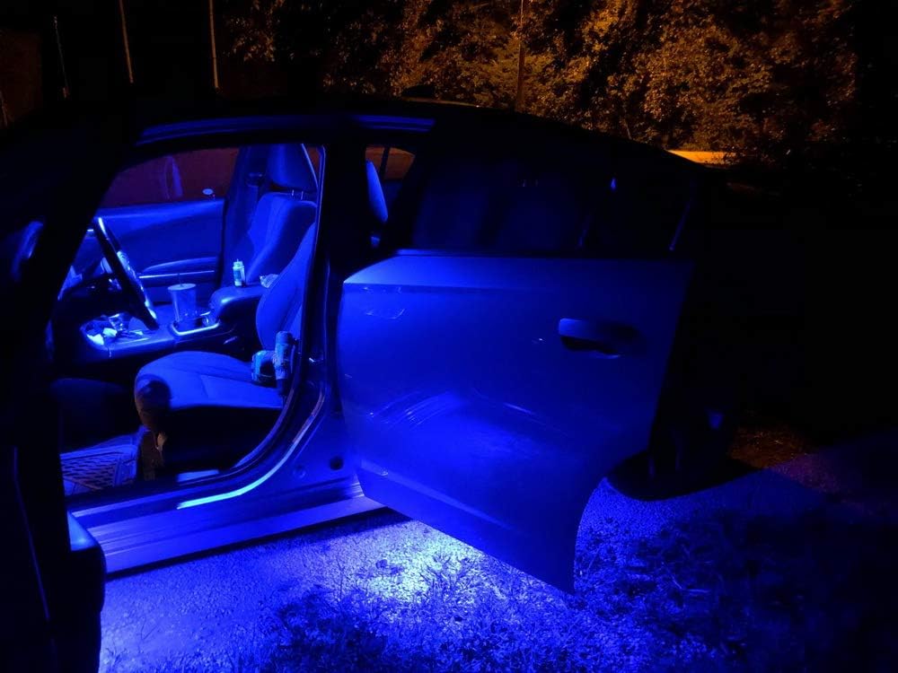 iJDMTOY 12-SMD-3528 1.72-in 43mm 211-2 212-2 214-2 561 Rigid Loop Festoon LED Bulbs for Car Side Door Courtesy Lights, Ultra Blue