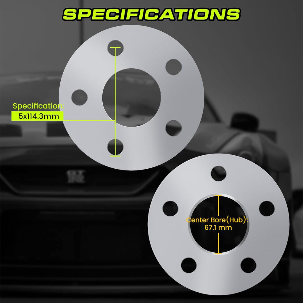 CMO 8mm 5x114.3 (5x4.5) Wheel Spacers 67.1mm Hubcentric M12x1.5 (2pcs) | CNC 6061-T6 Forged, Anodized Finish, Compatible with Mazda, Mitsubishi, Hyundai, Kia (Extended Studs Required)