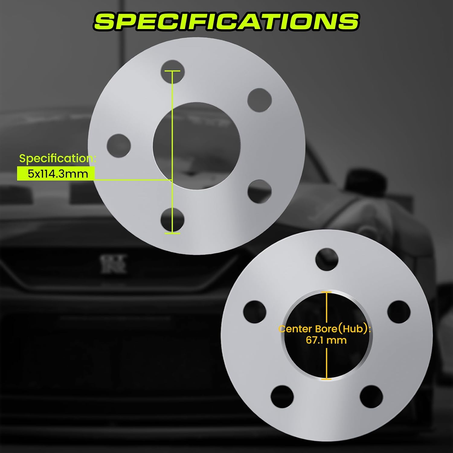 CMO 8mm 5x114.3 (5x4.5) Wheel Spacers 67.1mm Hubcentric M12x1.5 (2pcs) | CNC 6061-T6 Forged, Anodized Finish, Compatible with Mazda, Mitsubishi, Hyundai, Kia (Extended Studs Required)