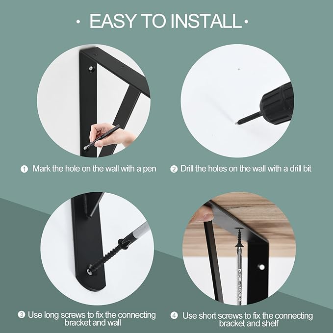 12 Pack L8 x H 6" Black Heavy Duty Shelf Brackets - Image 3
