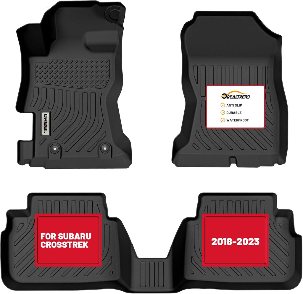 orealtrend Black Floor Mats Liners Replacement for Subaru Crosstrek/XV 2018-2023 Heavy Duty All Weather Guard Front and Rear Car Carpet-Custom Fit-Tough Odorless