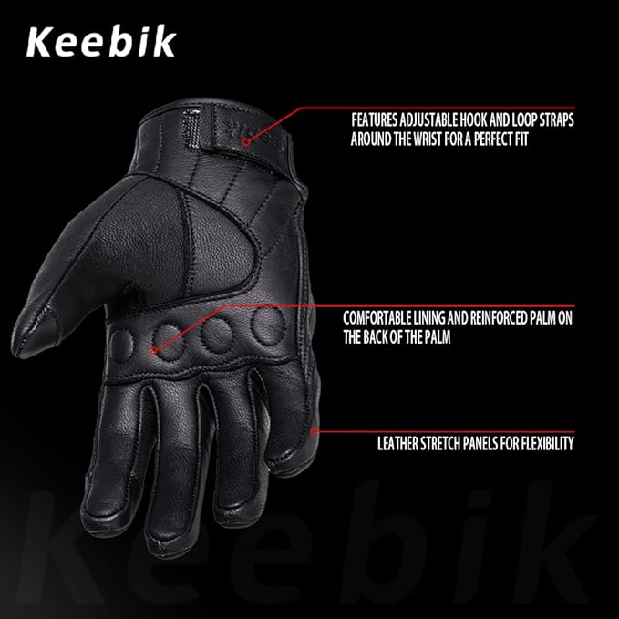 Goatskin Leather Motorcycle Motorbike Powersports Racing Gloves Reflective - Image 3
