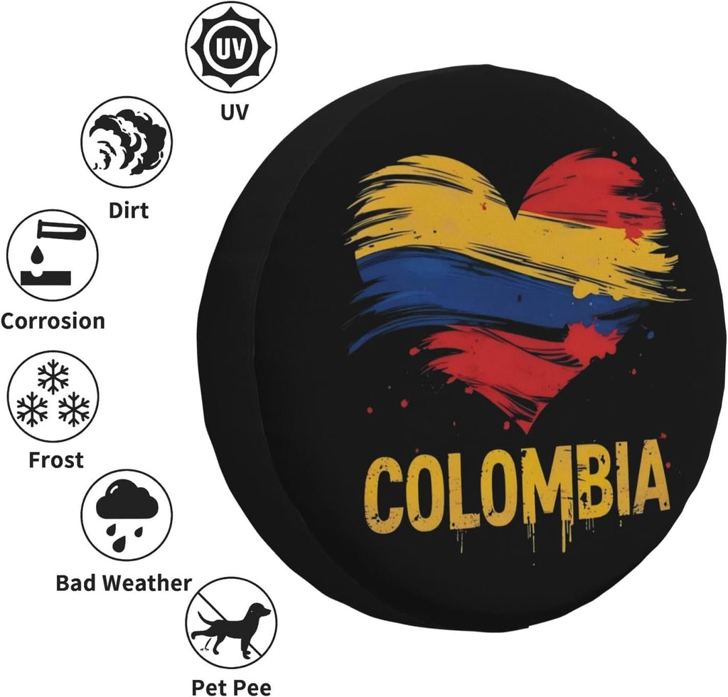 Colombian Flag Spare Tire Cover Waterproof Sunproof Universal Fit for SUV Jeep Trailer RV Wheel Protectors Outdoor Accessories