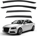 4pcs Front+Rear Smoke Tint Sun/Rain Guard Outside Mount Tape-On Vent Window