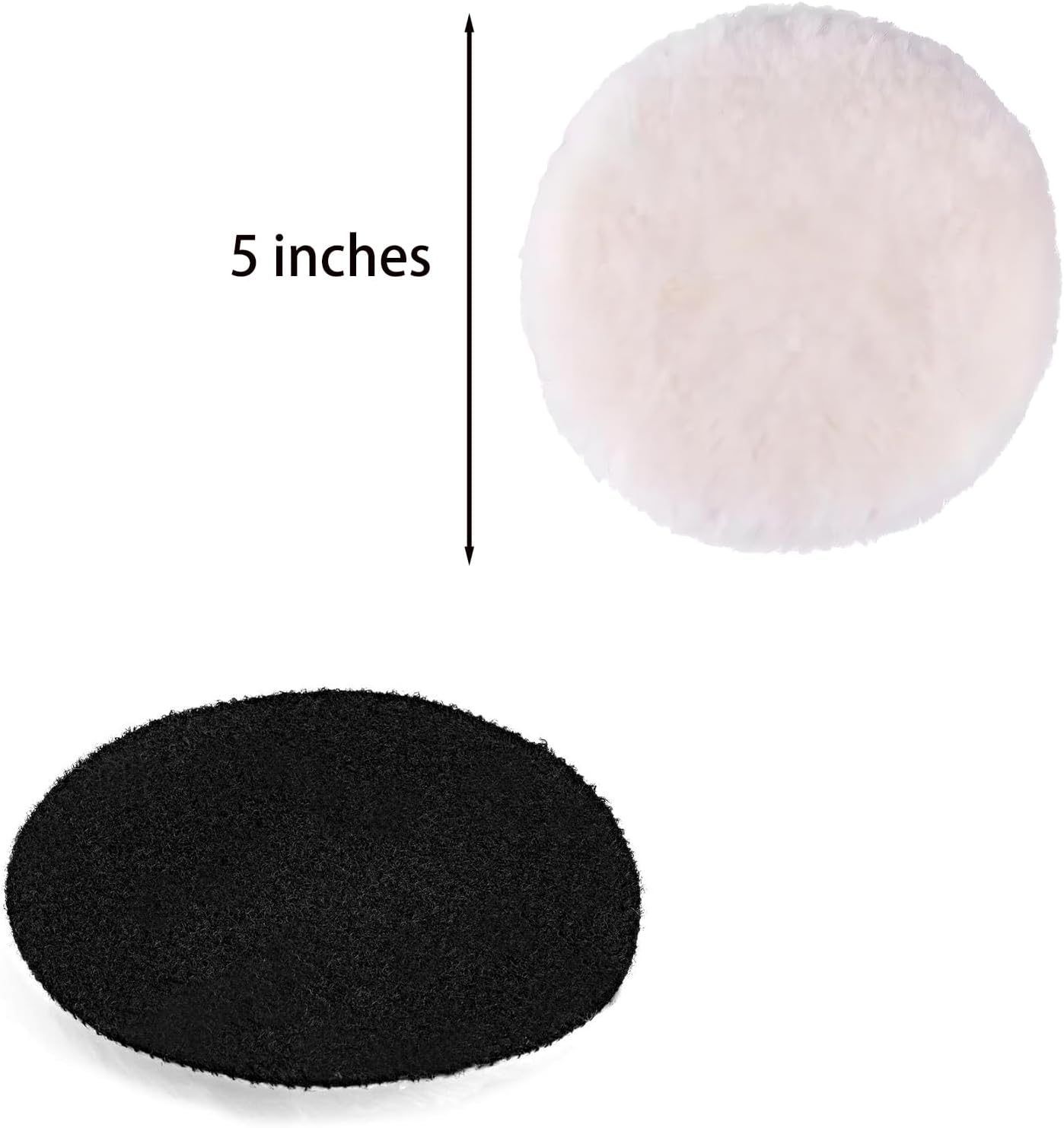 Swagwert 5Pcs 5" Wool Polishing Buffing Pads Hook and Loop Pad Fit Orbital Polisher Buffer