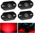 4WDKING Red LED Rock Lights, 4 Pods IP68 Waterproof Underbody Glow Trail Rig Lamp LED Neon Lights for Truck Off Road Truck Car Boat ATV SUV Motorcycle