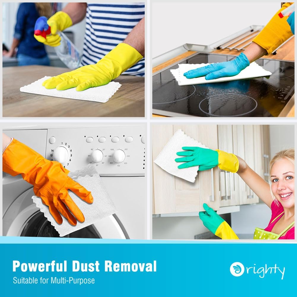 Orighty Microfiber Cleaning Cloth Bulk, 100 Pack, 11.5x11.5 inch, White | Microfiber Towels for Cars, Multi-Purpose Shop Towels, Soft Highly Absorbent Cleaning Rags for Car, Home, Kitchen