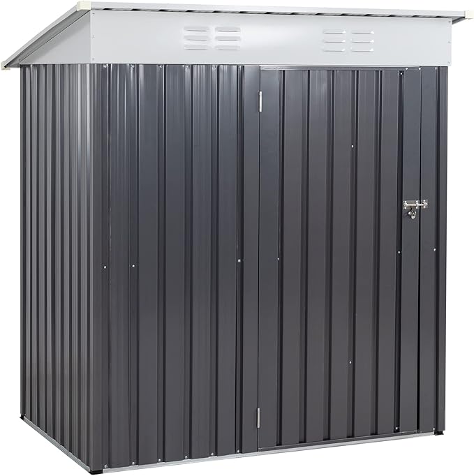 Vongrasig Outdoor Storage Shed, 6 x 4 FT Outside Metal Garden Shed - Image 8