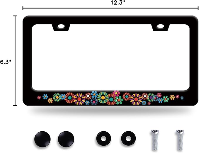 Colorful Hippie Flowers License Plate Frame Beautiful Floral License Plate - Image 8