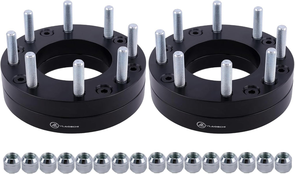 Black Forged 5x5.5 to 8x6.5 Wheel Adapters 2 Inch 14x1.5 Studs Compatible with Dodge-Ford-Ram 5 Lug 5x139.7 Truck Converted to 8 Lug 8x165.1 Rims - Pack of 4