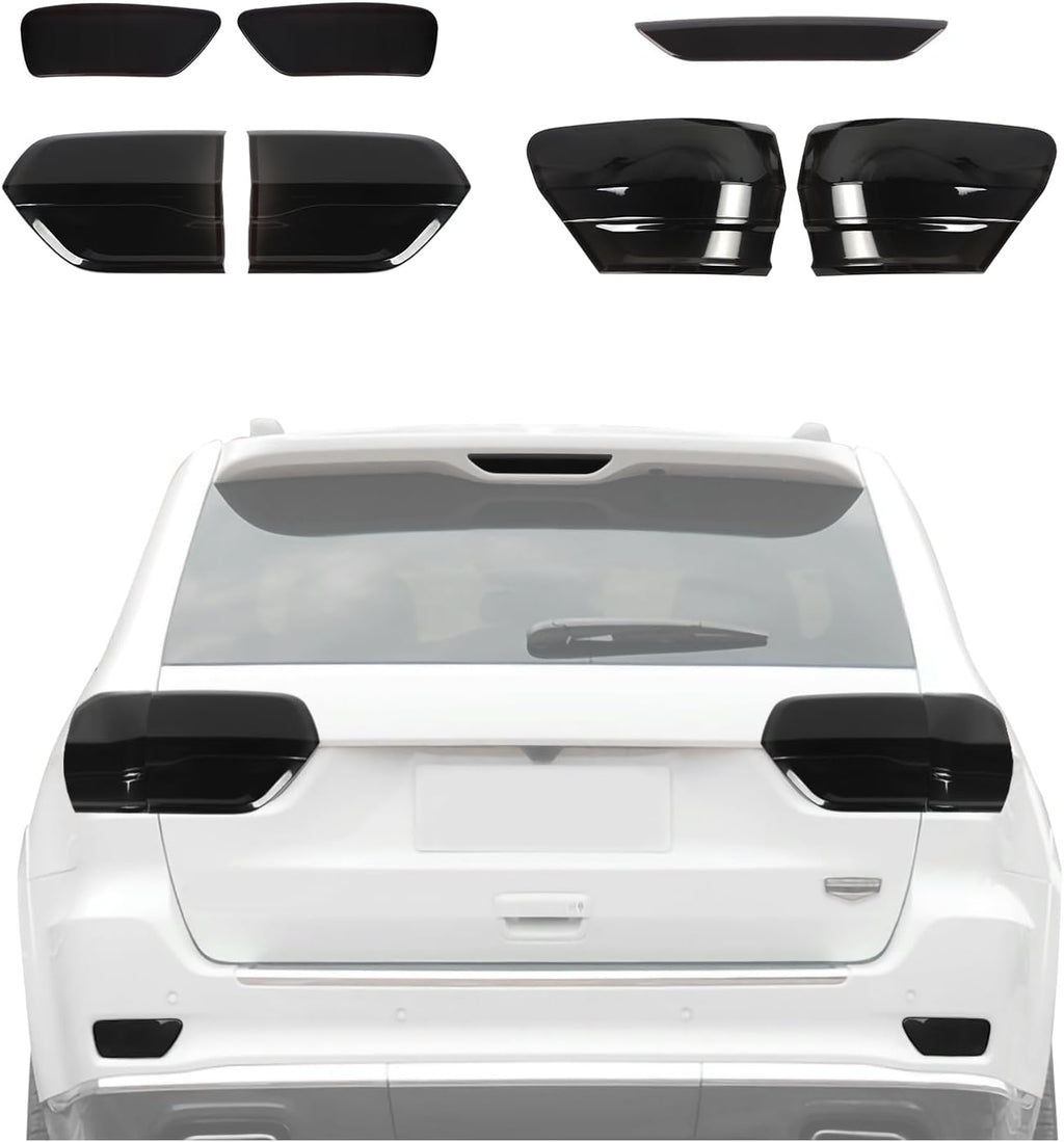 7PCS Smoked Black Tail Light+3rd Third Brake Lamp Light+Front Fog Light Lamp Cover Guard Replacement Kit for 2014-2020 Jeep Grand Cherokee Third Brake High Mount Brake Rear Light Fog Light Cover