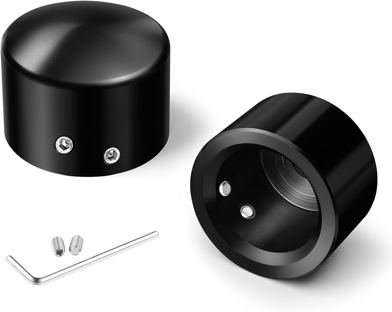Benlari CNC Front Axle Nut Covers fit for Harley, Black Axle Nut Caps Compatible with Harley Davidson Touring Sportster Trike Dyna Softail Street Glide Road King Iron 883 Fat Boy 2002-2023