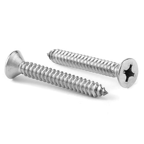 #14 x 1-1/4" Wood Screw 100Pcs 18-8 Stainless Steel Screws Flat Head Phillips by SGTZH