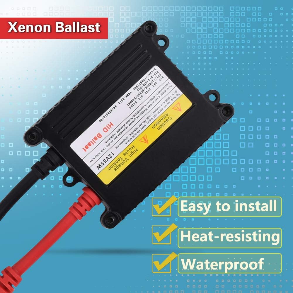 12V 55W HID Ballast, 2PCS Super Slim Universal Xenon Headlight Kit | Fast Start Digital Ballast for H1/H3/H4/H7/H8/H11/H13/9003/9005/9006/9007, Plug & Play Installation