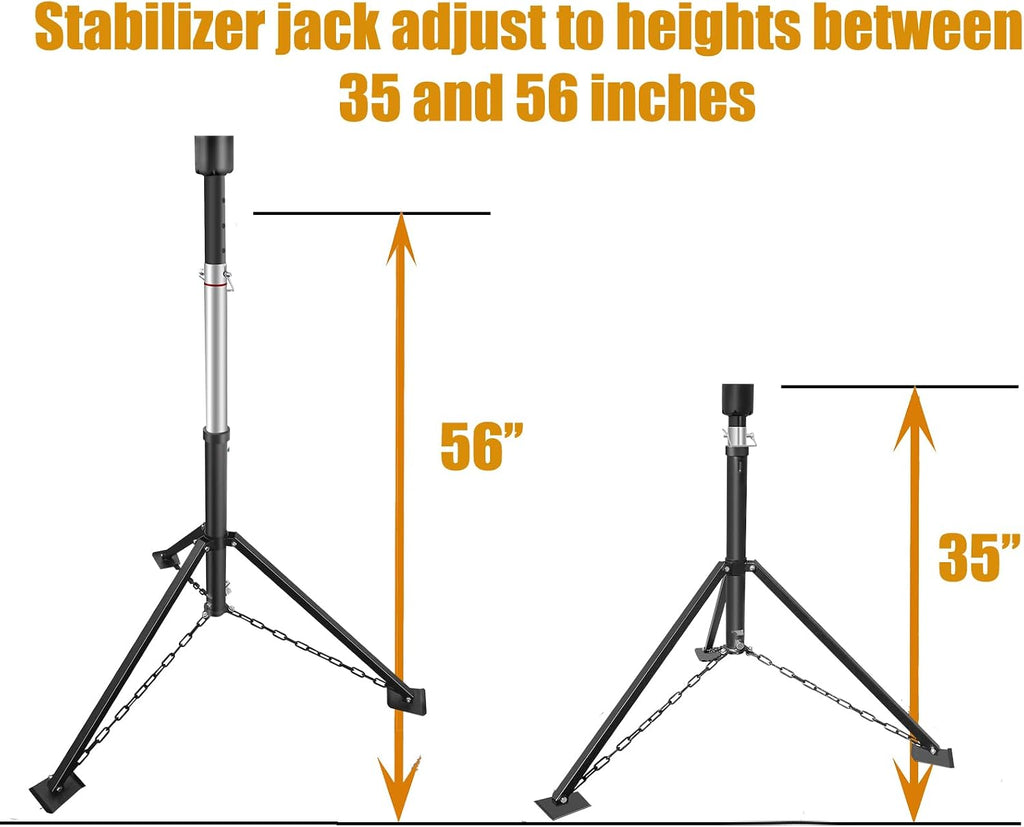King Pin Tripod Stabilizer Jack for 5th Wheel Trailer Rv, (Allow Drill Adjust), 5000lb Load Capacity & Adjustable Height from 35" to 56"（Patented