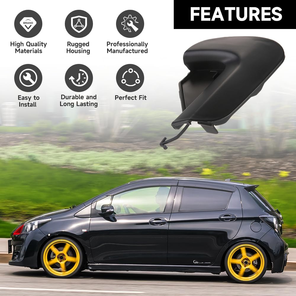 Unpainted Front Right Bumper Tow Hook Cover Cap for Toyota Yaris 2012-2014 | Durable and Sturdy | 52127-52931, 52127-0D917 | Tow Hook Eye Hole Cover Cap - Black
