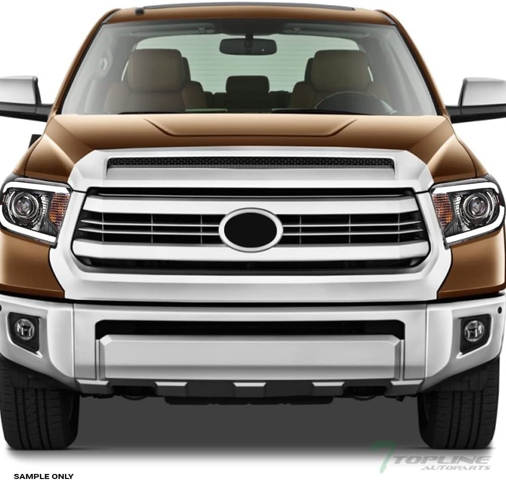 Switchback Sequential LED Strip Tube Bar Black Housing Projector Headlights Amber Reflector nb Compatible With 14-21 Toyota Tundra With Level Adjuster