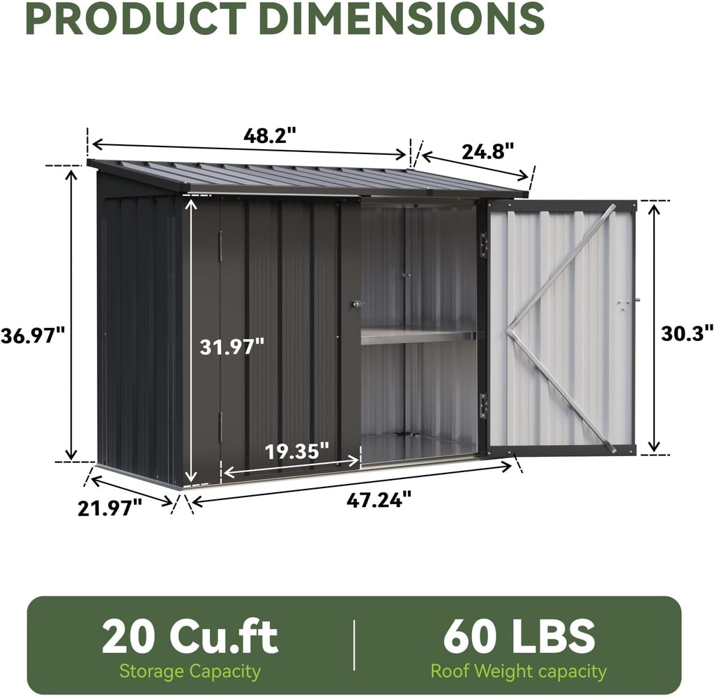 aoxun outdoor storage cabinet 20cu.ft metal storage shed shown in use