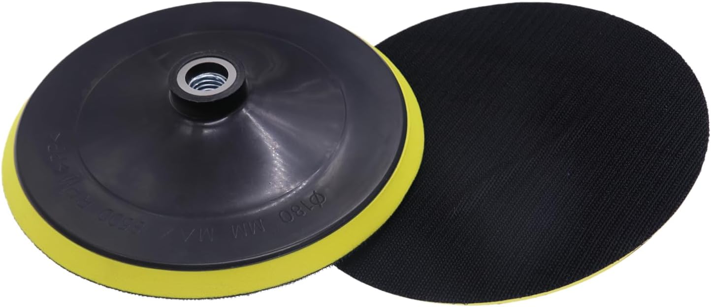 7 Inch Hook and Loop Backing Pad, 5/8"-11 Thread Polishing Sanding Backer Plate, Angle Grinder Accessories for Car, Wood, Metal Buffering, 1 Pack