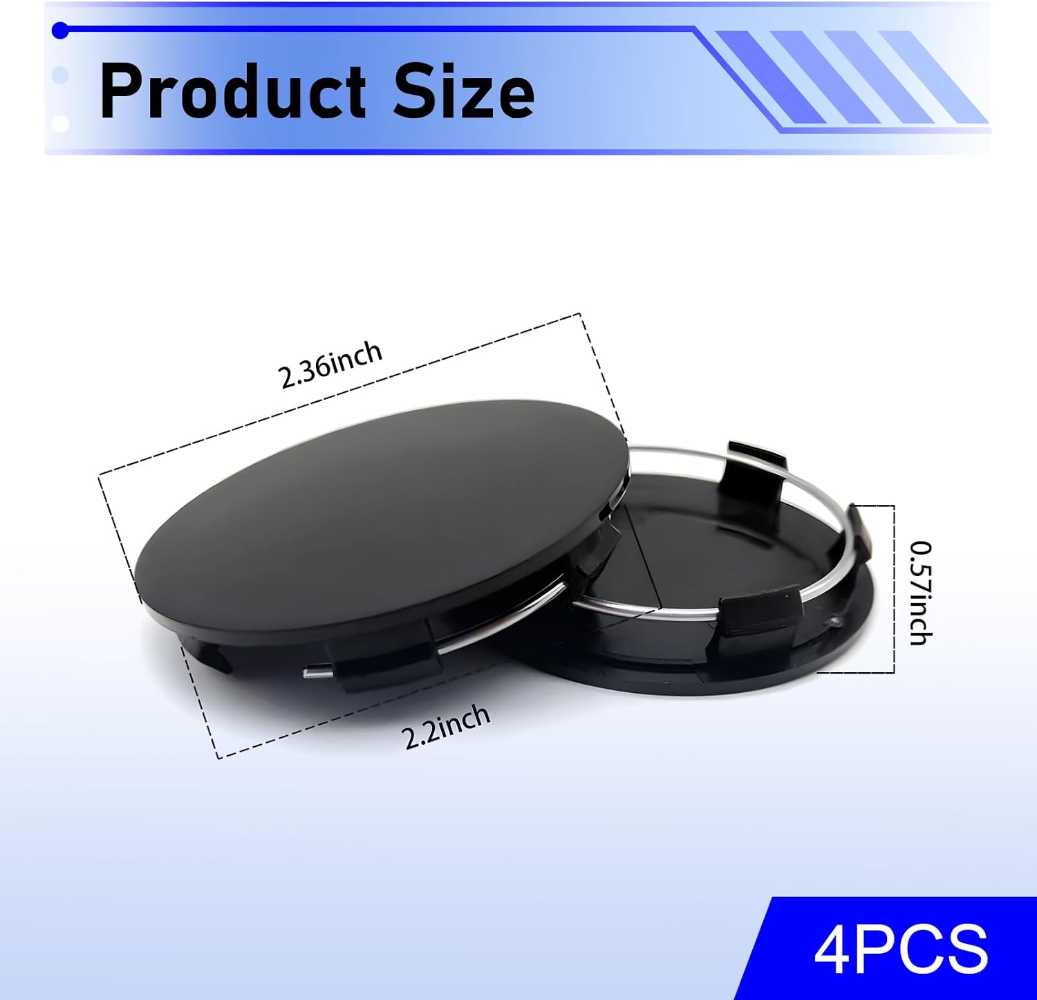 4 PCS Car Wheel Center Hub Cover, ABS Snap-in Wheel Center Protective Cover, 60 MM Outer 56 MM Inner Diameter Rim Hub Caps, Universal for Most Cars (Black)