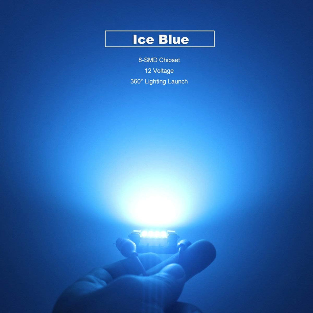 Ice Blue 36MM Festoon 6418 LED Map Dome Bulb Car Interior Light | DE3423 DE3425 Super Bright Also for Car Exterior License Plate Trunk Cargo Door Courtesy Light Canbus Error Free 10-Pack