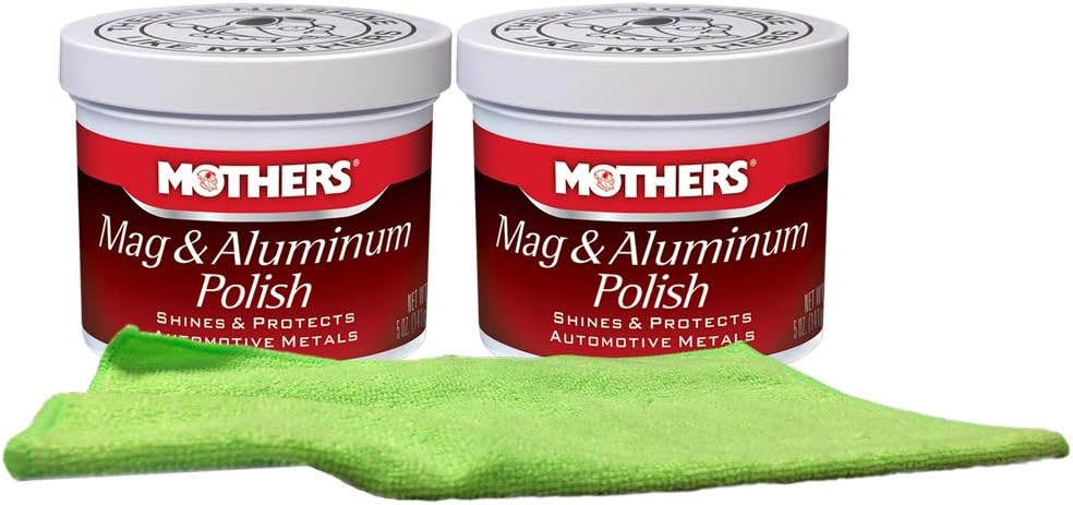 Mothers Mag & Aluminum Polish 5 oz Bundle with Microfiber Cloth (3 Items)