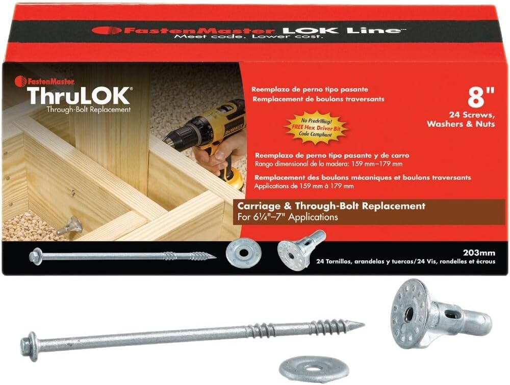 fastenmaster fmthr008-24 thrulok screw bolt fastening system, 8, main product view