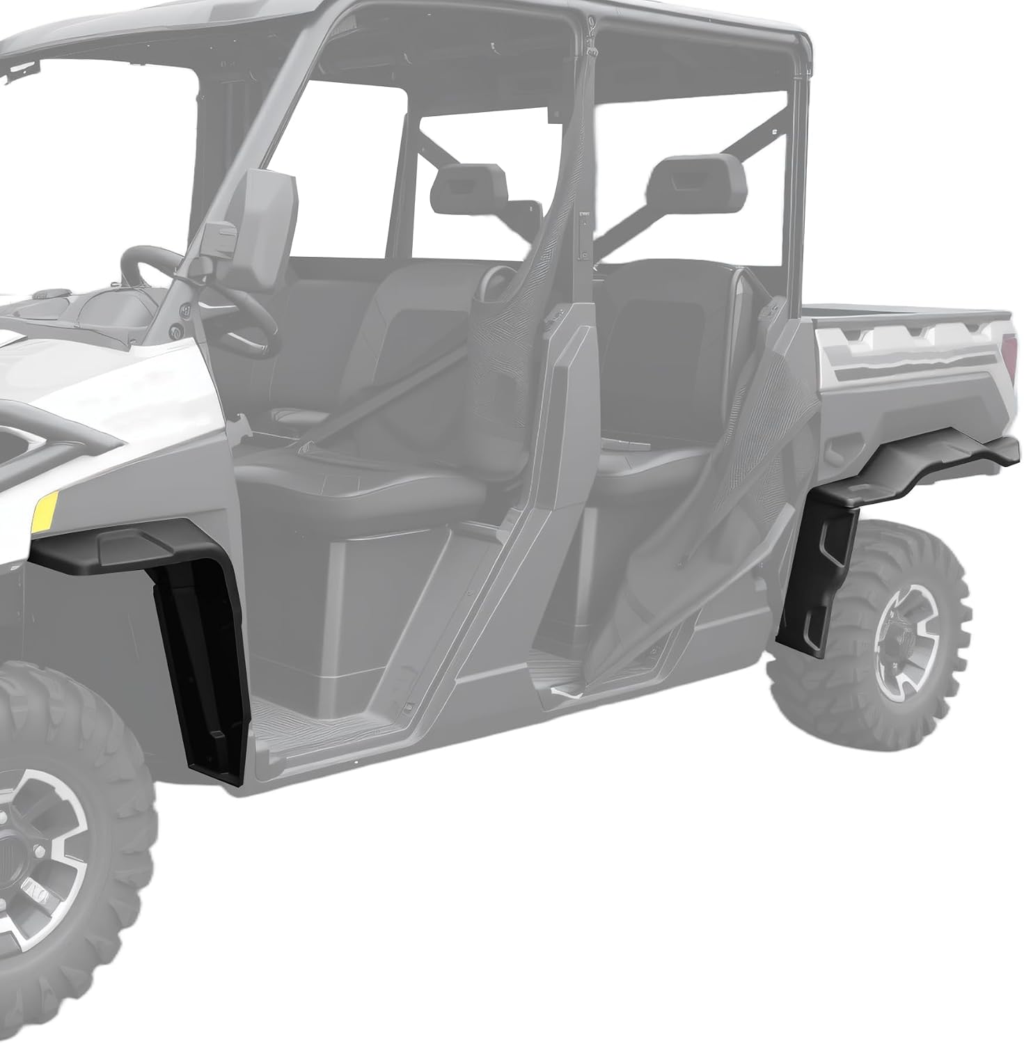 Fender Flare Extensions for Polaris Ranger XP 1000 Crew 2018-2026, Front and Rear UTV Mud Flaps, Heavy Duty Extended Mud Guards, Black HDPE, 8PCS