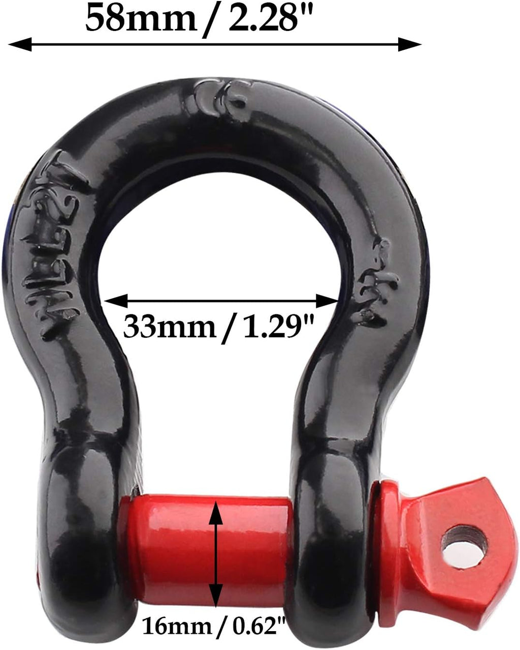 2Pcs 1/2 Inch D Ring Shackle, D Shackle Rugged 12 Ton(26,455 lbs) Maximum Break Strength, 2 Ton (4409 Lbs) Capacity