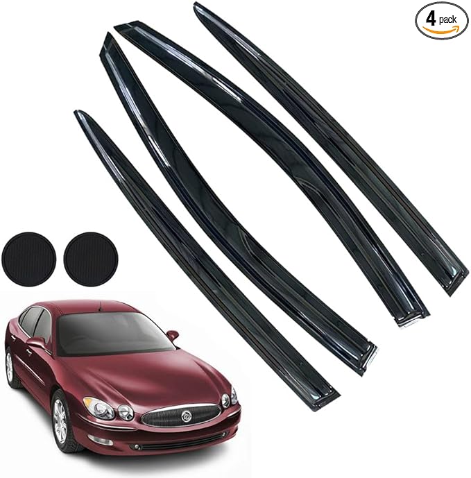 Rain Guards for Buick Lacrosse 2010-2016, Tape-on Side Window Deflectors for by LETINGFAR