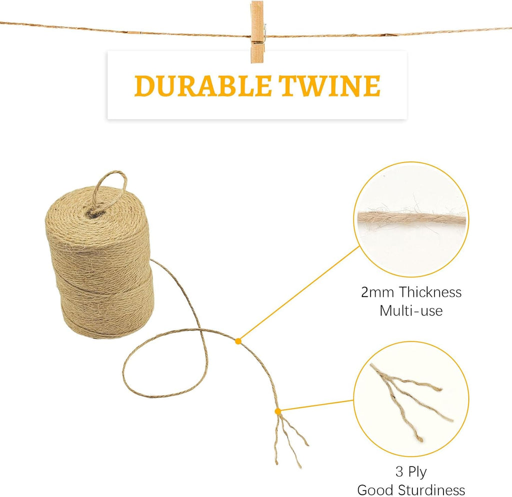 10 PCS Twine String Bulk 6000 Feet Long, 2mm Thin Jute Twine for Crafts, Hemp Rope Wrapping, Packing Gardening, Crochet Knitting Macrame Decor, 600 Feet Each Roll