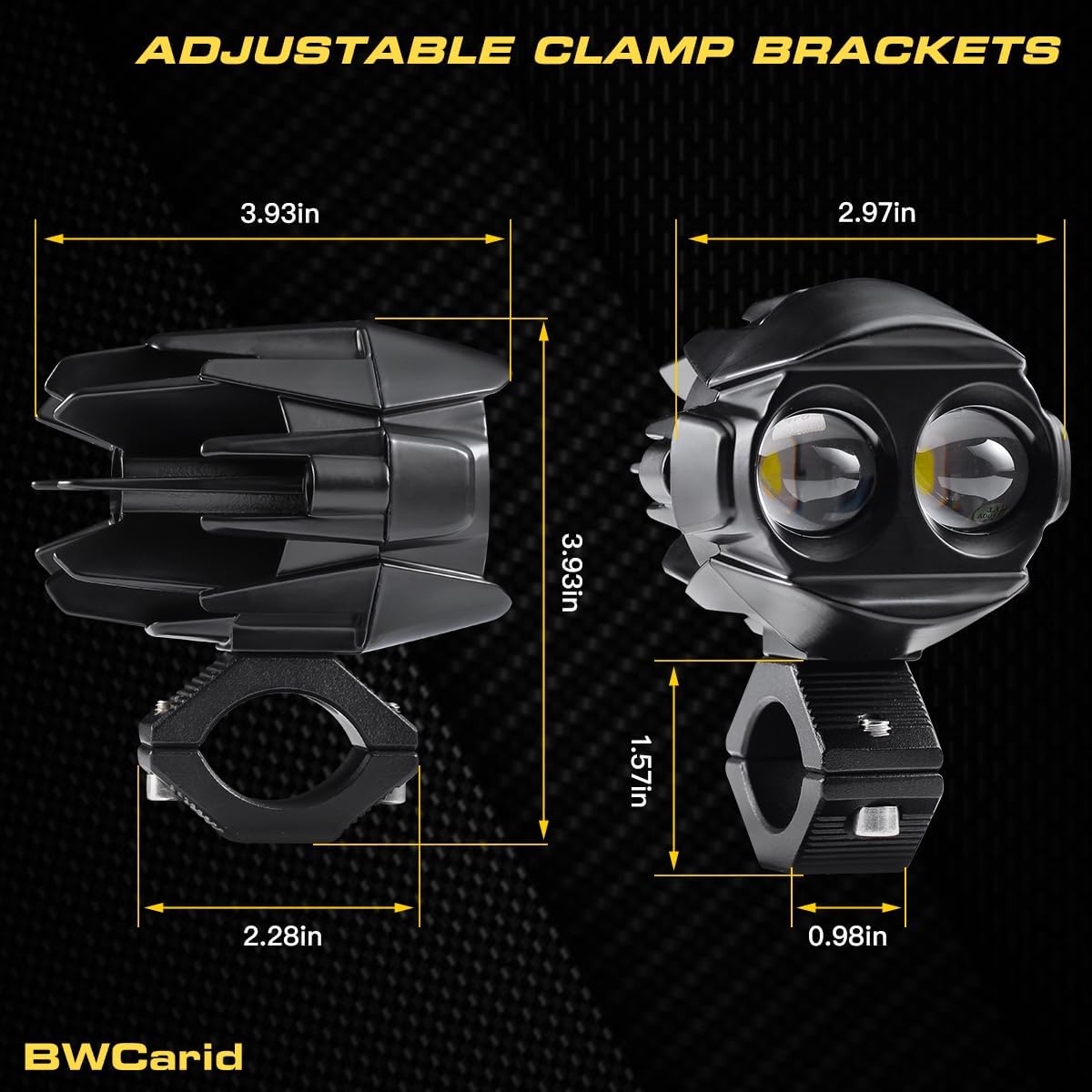 D7 Motorcycle Driving Fog Lights LED Kit Amber White 6 Modes Strobe | Auxiliary Light Pods 50W 5000lm with Clamp Brackets Wiring Harness for R1200GS R850GS ADV Adventure Touring Sport ATV UTV