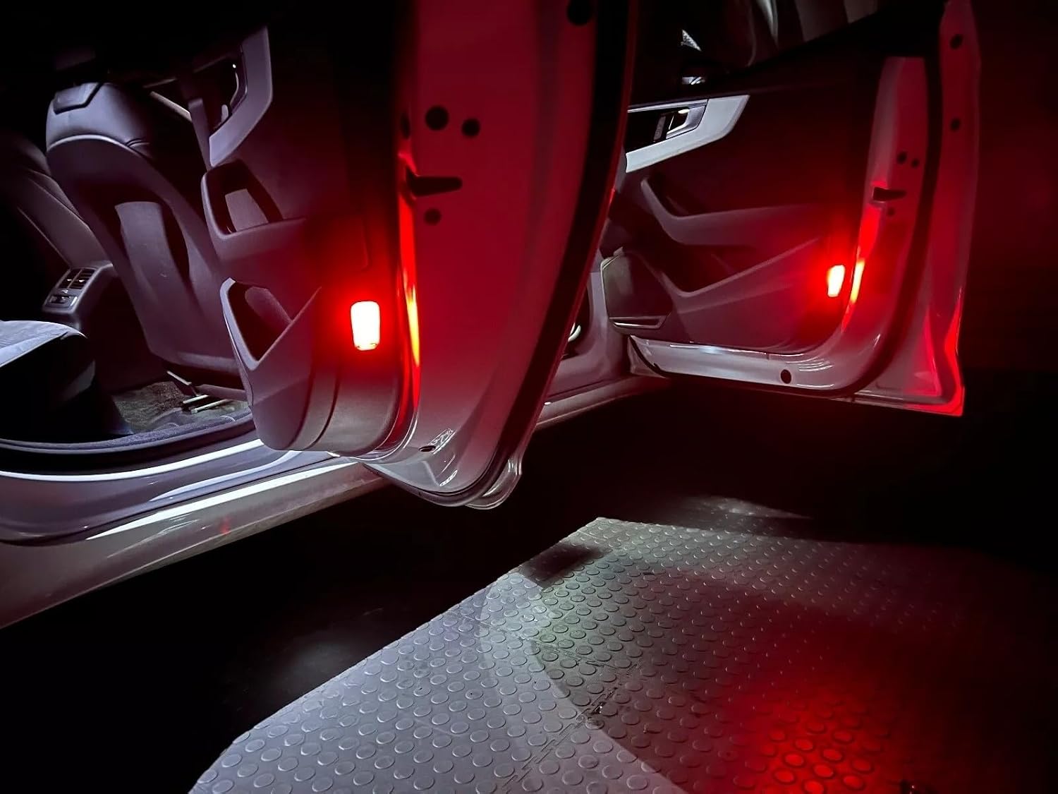 iJDMTOY Clear Lens Brilliant Red LED Footwell, Door Sill, Side/Under Door Lights, Compartment Glove Box or Trunk Cargo Lights, Compatible With Audi A1 A3 A4 A5 A6 A7 A8 Q3 Q4 Q5 Q7 Q8